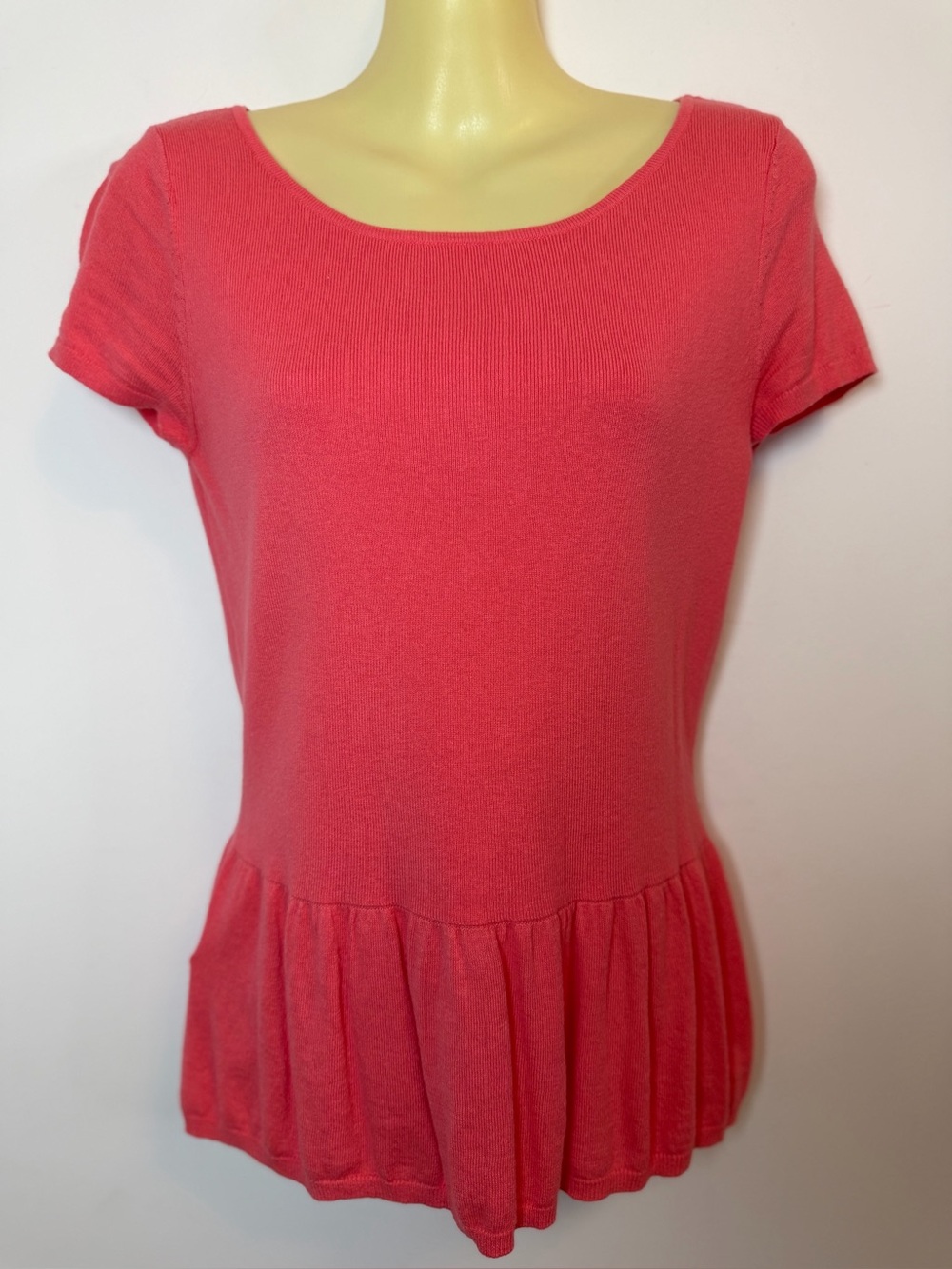 LOFT Watermelon Drop Peplum Wool Blend Top
